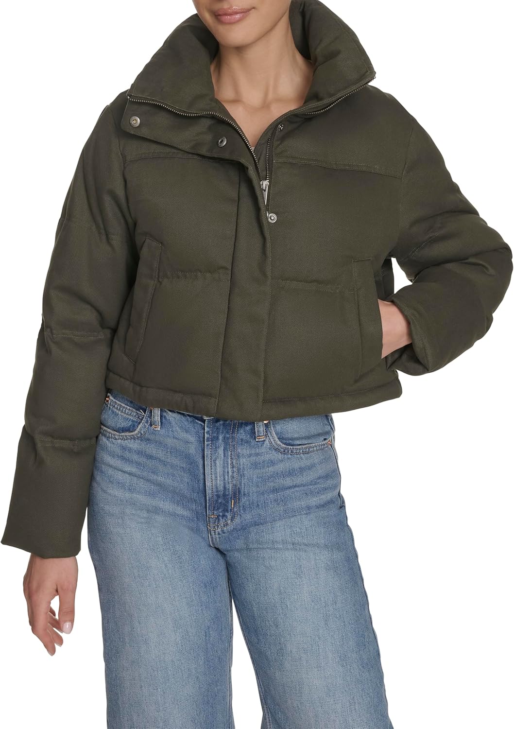 

Levi's Женская укороченная пуховик из хлопка, Olive