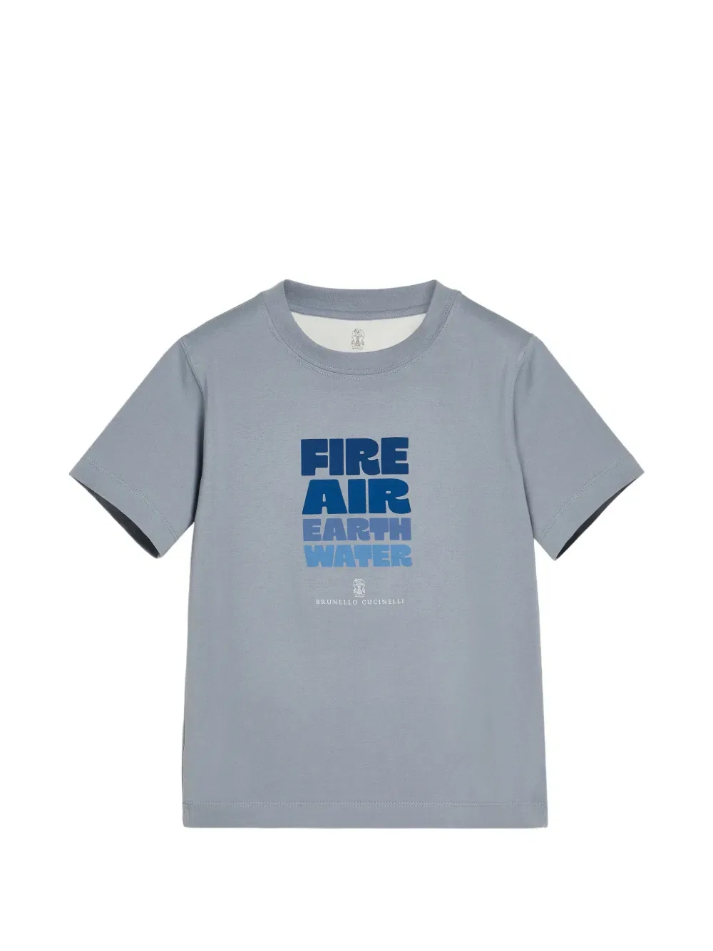 Футболка из хлопкового трикотажа с принтом Brunello Cucinelli Kids, синий