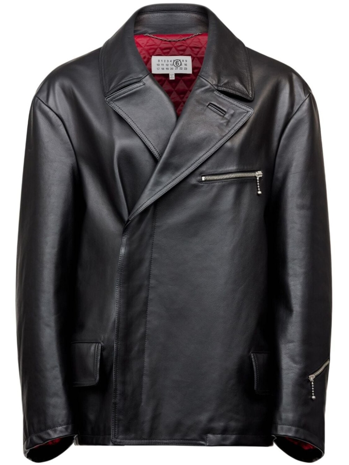 

MM6 Maison Margiela кожаный пиджак с молнией, черный