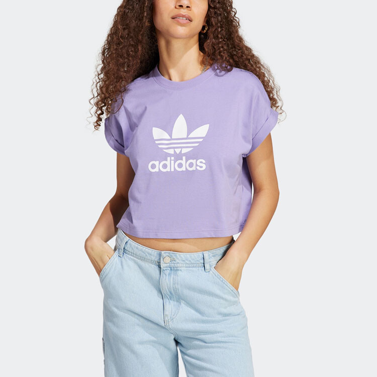 Adicolor Classics Короткая футболка с трилистником «Magic Lilac» Adidas Originals — фото 2