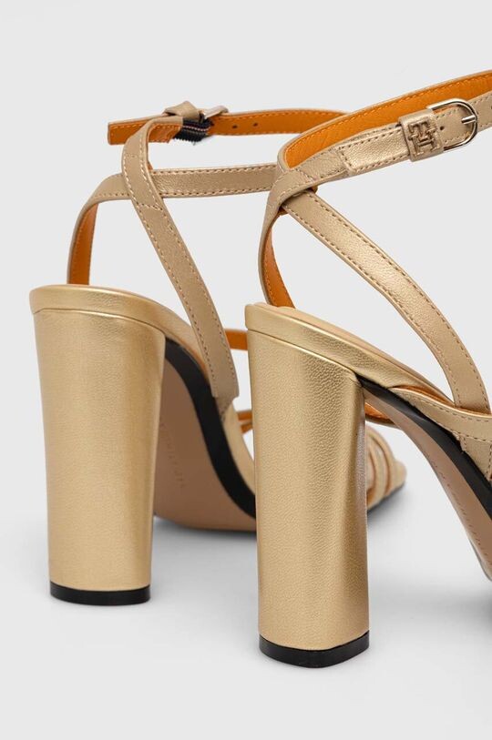 Кожаные босоножки TH GOLD BLOCK HIGH HEEL Tommy Hilfiger, золотой — фото 3