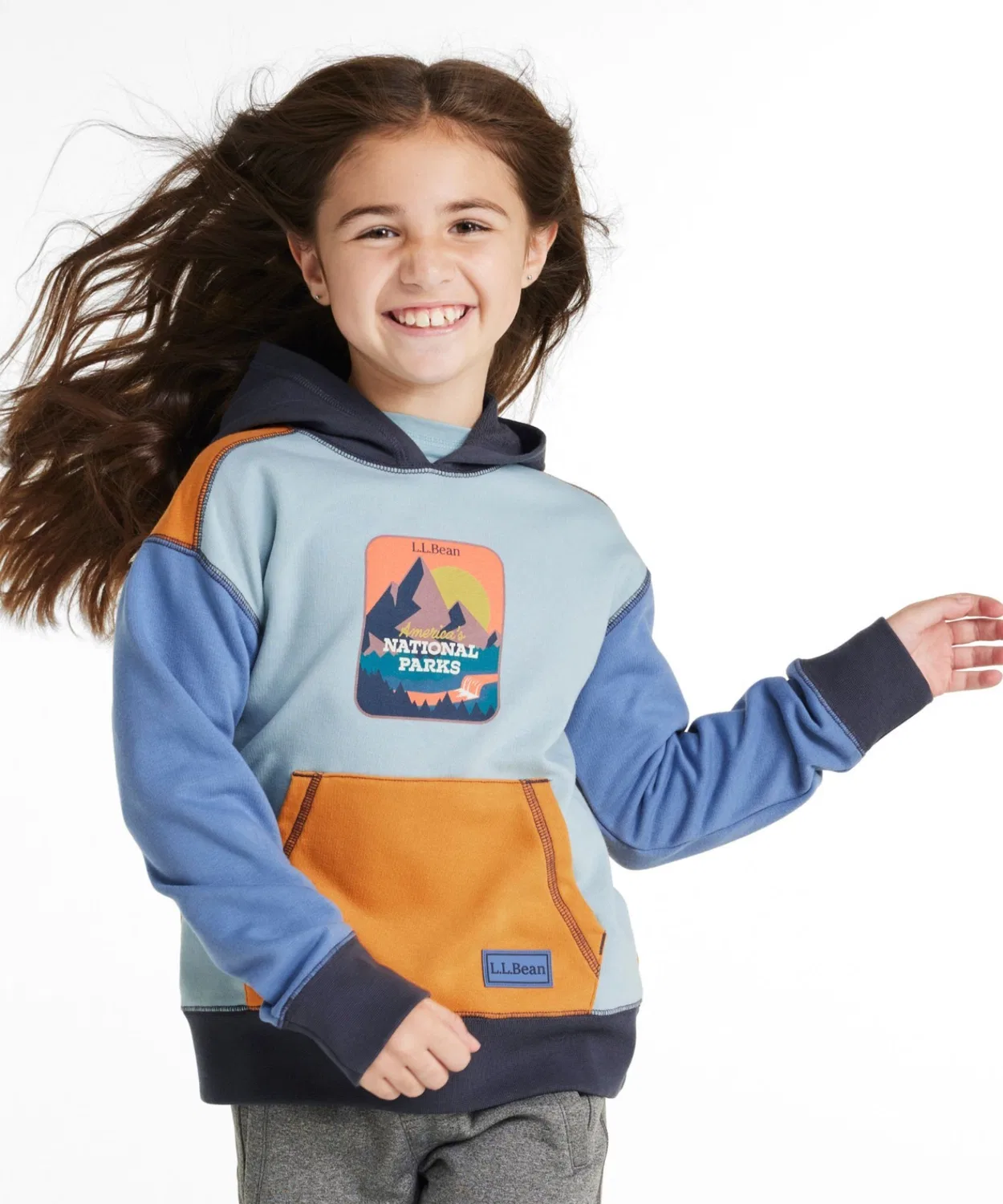 Детский худи Athleisure Colorblock Big Kids, мягкий френч-терри, синий