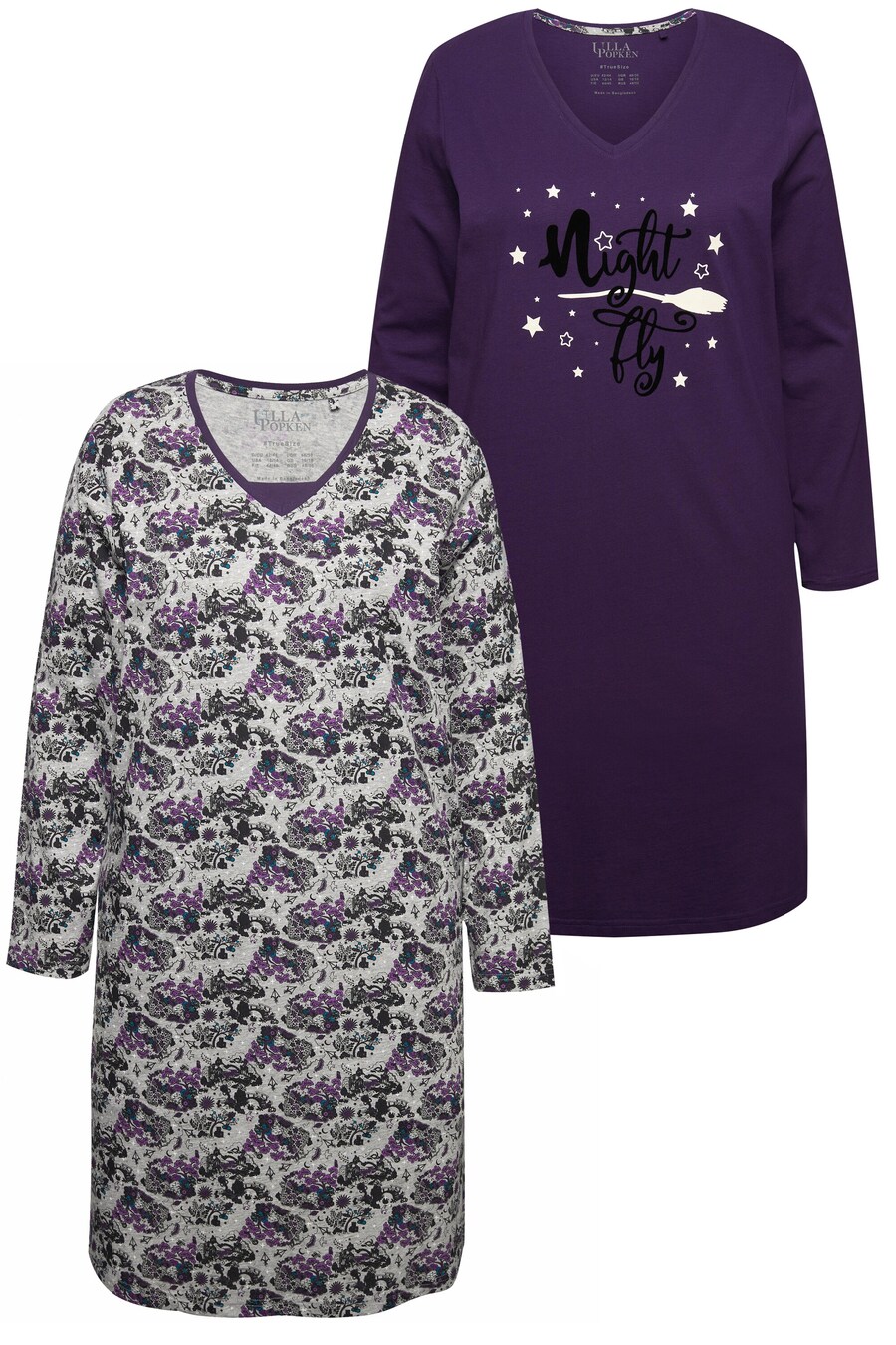 

Ночная рубашка Ulla Popken Nightgown, цвет aubergine/black
