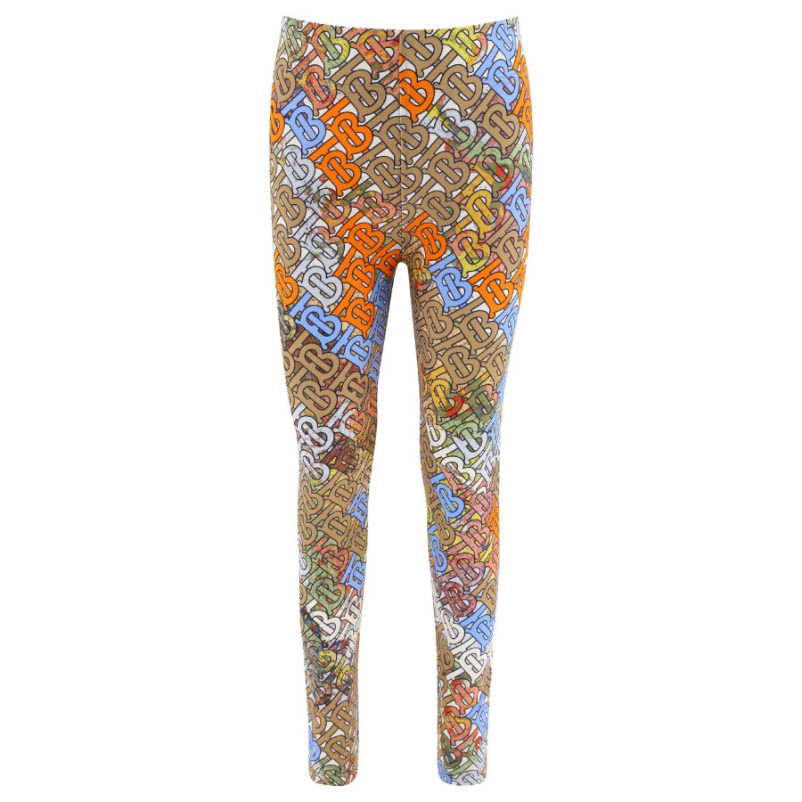 

Леггинсы Burberry Girls с высокой талией и принтом логотипа, размер 4Y, бежевый