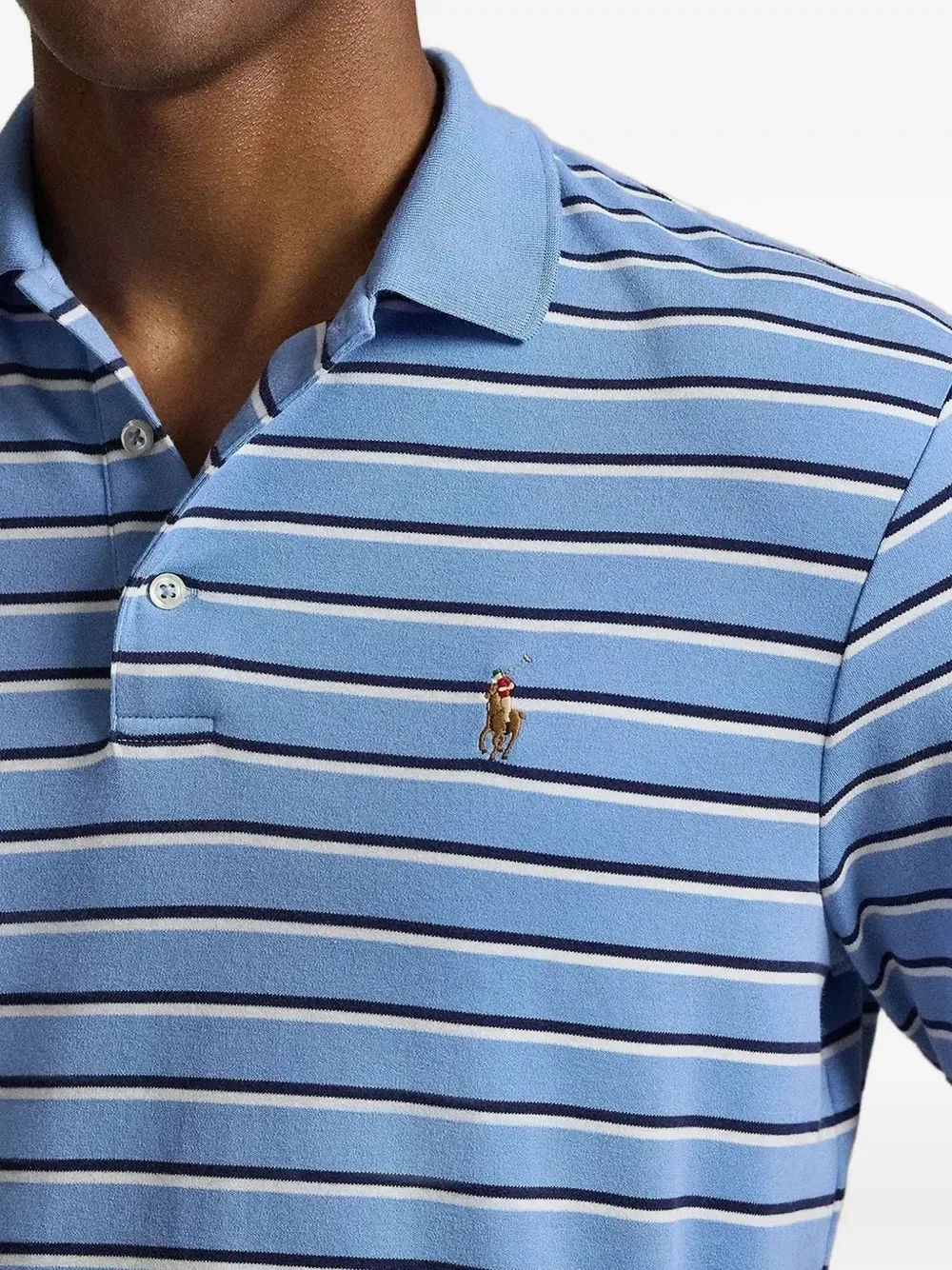 Полосатая рубашка поло с логотипом POLO RALPH LAUREN, синий — фото 4
