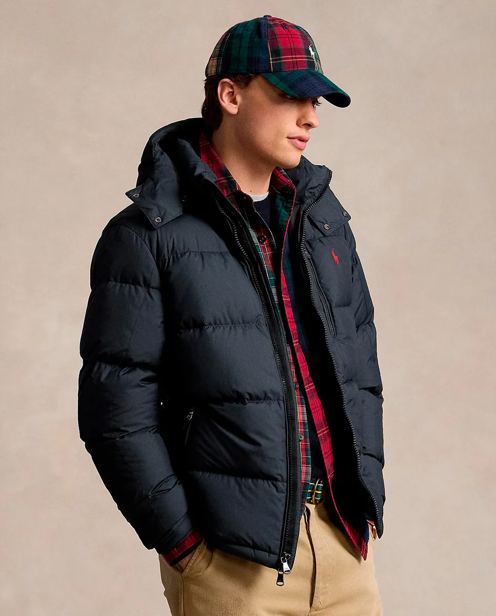 

Короткий мужской пуховик с капюшоном Polo Ralph Lauren, черный