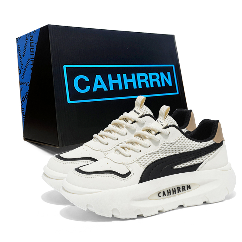 

CAHHRRN Мужские низкие кэжуал кеды бежево-черные, цвет Beige Black