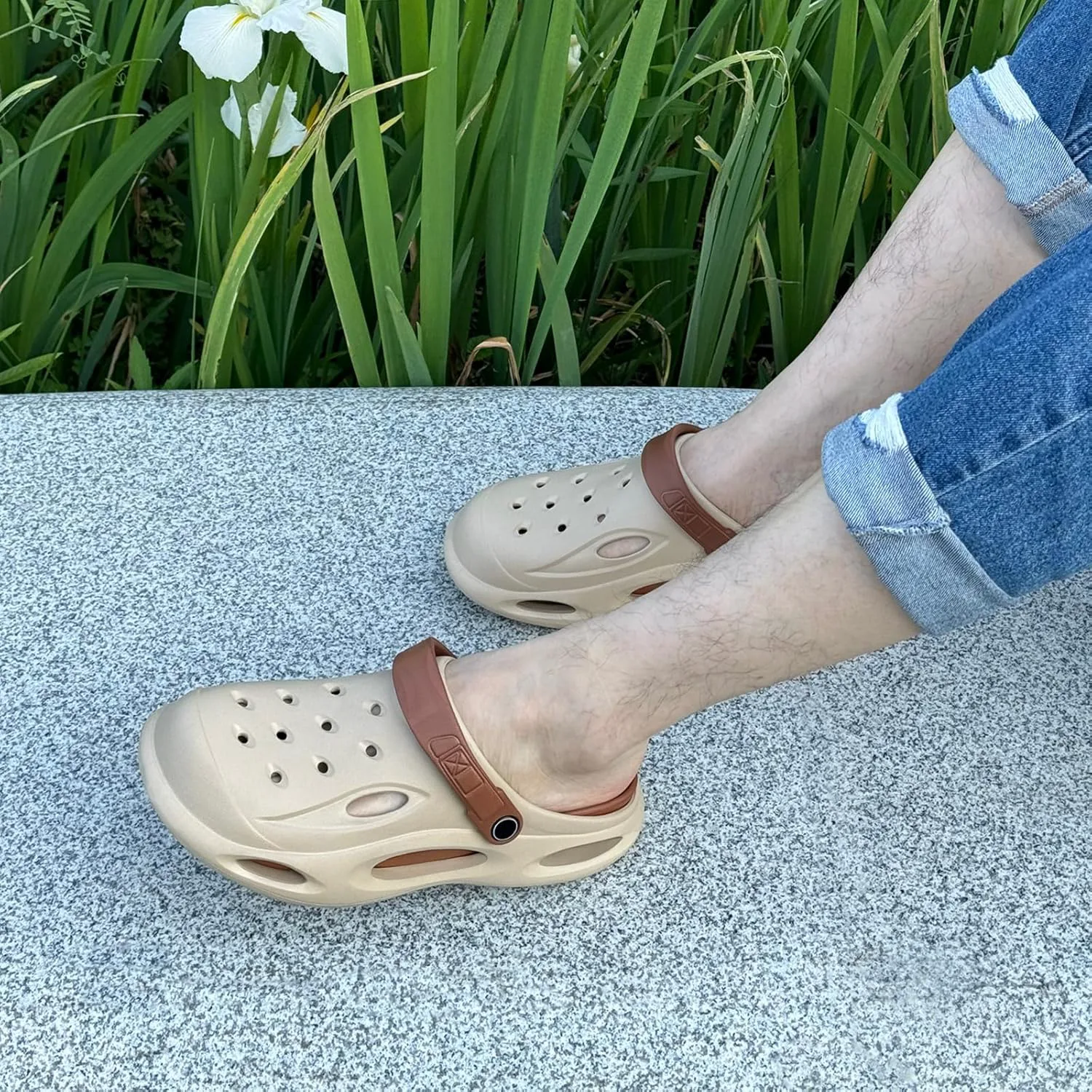 

Мужские сабо VONMAY с поддержкой свода стопы, садовые туфли, шлепанцы с легким надеванием, удобные сандалии, уличные пляжные тапочки с съемной стелькой, хаки