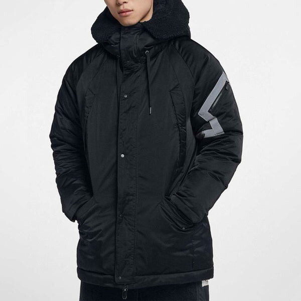Пуховик Air Jordan Casual Sports Stay Warm hooded Thicken mid-length Down Jacket Black, черный — фото 2