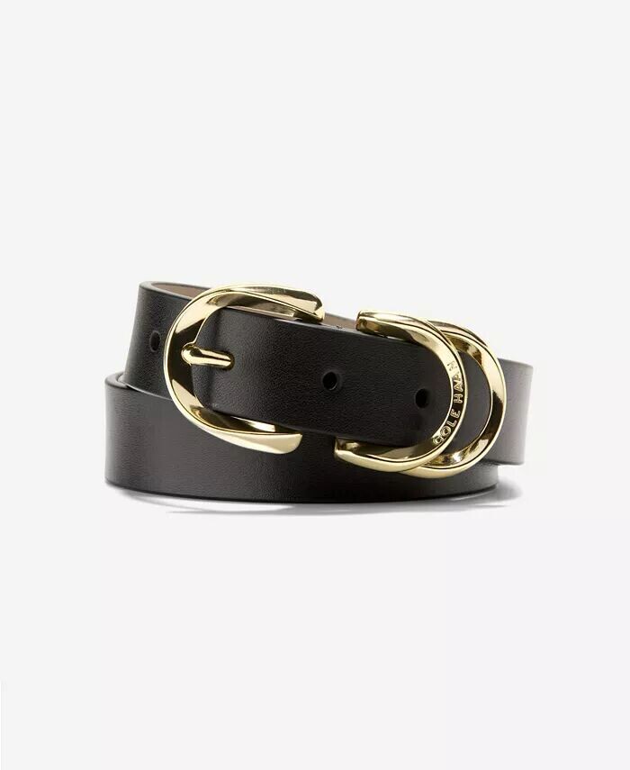 

Женский ремень из натуральной кожи со скульптурной пряжкой и пряжкой Cole Haan, черный