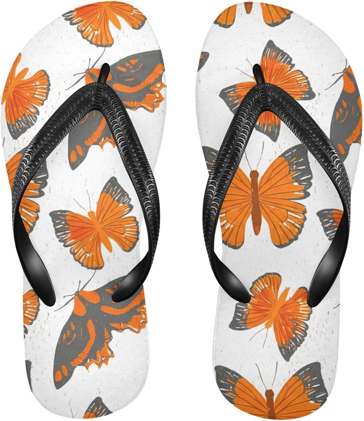 

Белые шлепанцы с оранжевой бабочкой, пляжные сандалии-вьетнамки, резинескользящие летние тапочки для мужчин и женщин, для прогулок Sinestour