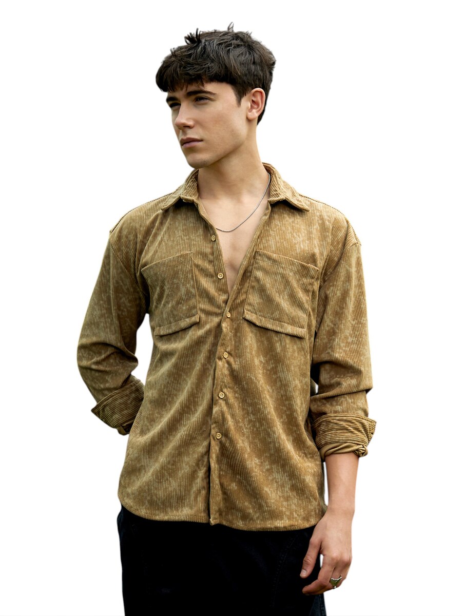 

Рубашка на пуговицах классического кроя Campus Sutra Francesca, хаки/оливковый