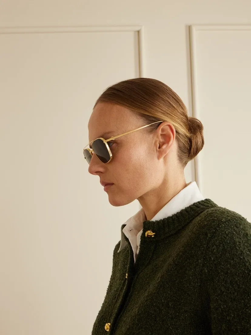Солнцезащитные очки Pasha золотистого цвета в стиле «авиатор» Cartier Eyewear, золотой — фото 4