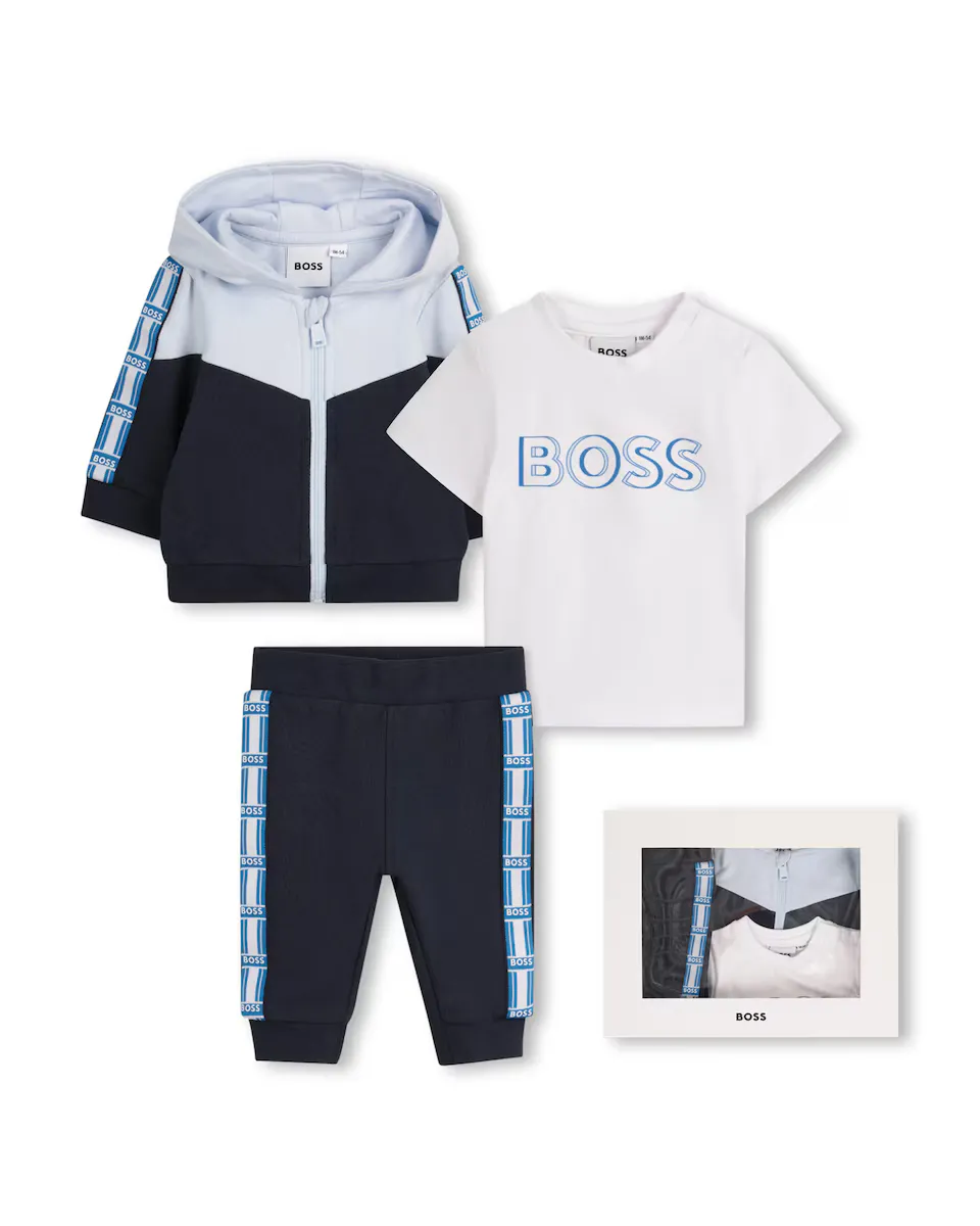 

Комплект из 3 предметов для мальчика синего цвета с длинными рукавами BOSS Kidswear, темно-синий