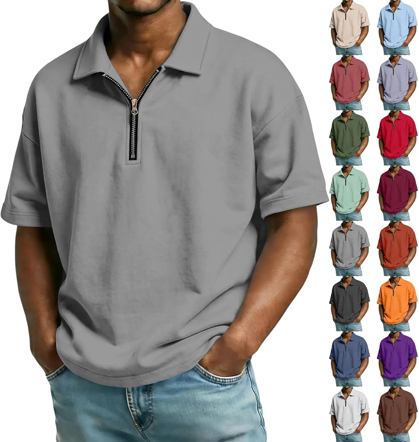 

Футболка мужская с коротким рукавом и воротником-стойкой