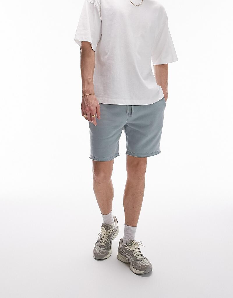 

Шорты из джерси классического кроя с необработанным краем Topman цвета шалфея