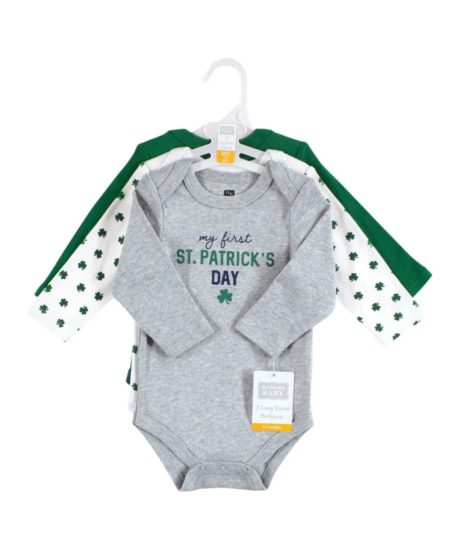 Хлопковые боди с длинными рукавами, комплект из 3 штук Hudson Baby, Cutest Clover — фото 2