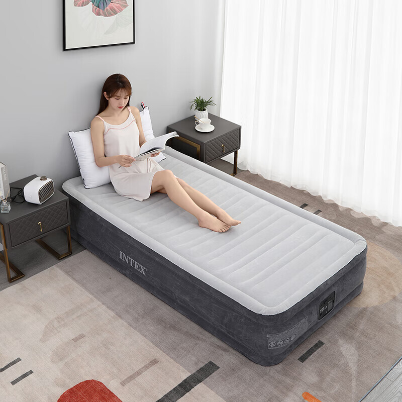 

Intex67766 встроенный электрический насос, односпальная надувная кровать, домашняя надувная кровать для обеденного перерыва, уличная палатка, спальный коврик, складная кровать N