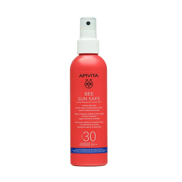 

Сверхлегкий солнцезащитный спрей для лица и тела Spf30 Bee Sun Safe Apivita, 200 ml