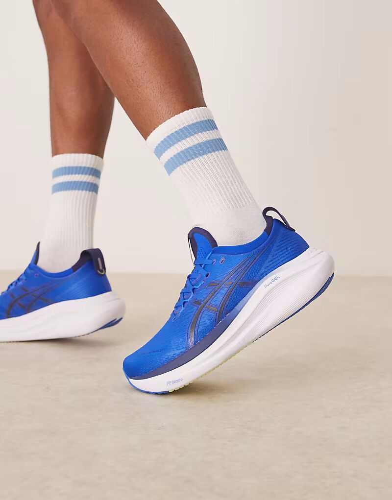 

Кроссовки для бега Asics Gel-Nimbus 27 в цвете «волнисто-голубой» и «саксонский зеленый»
