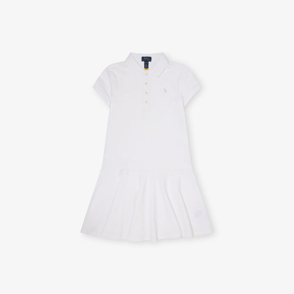 

Flared polo-collar stretch-cotton piqué dress 7-14 years Polo Ralph Lauren, белый
