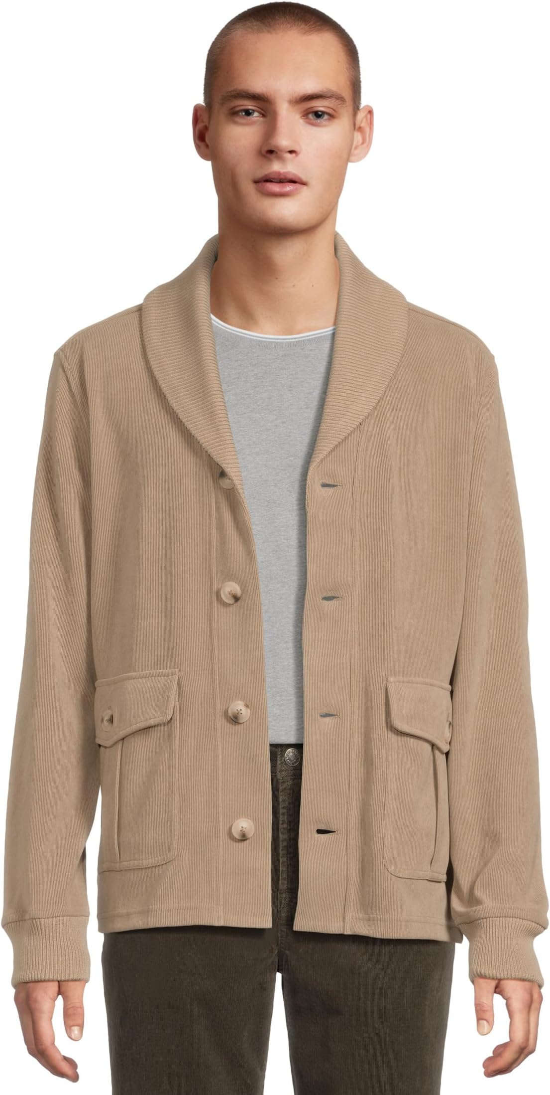 

Свитер Liverpool Los Angeles Men's Shawl Collar Knit Corduroy Cardigan, Taupe