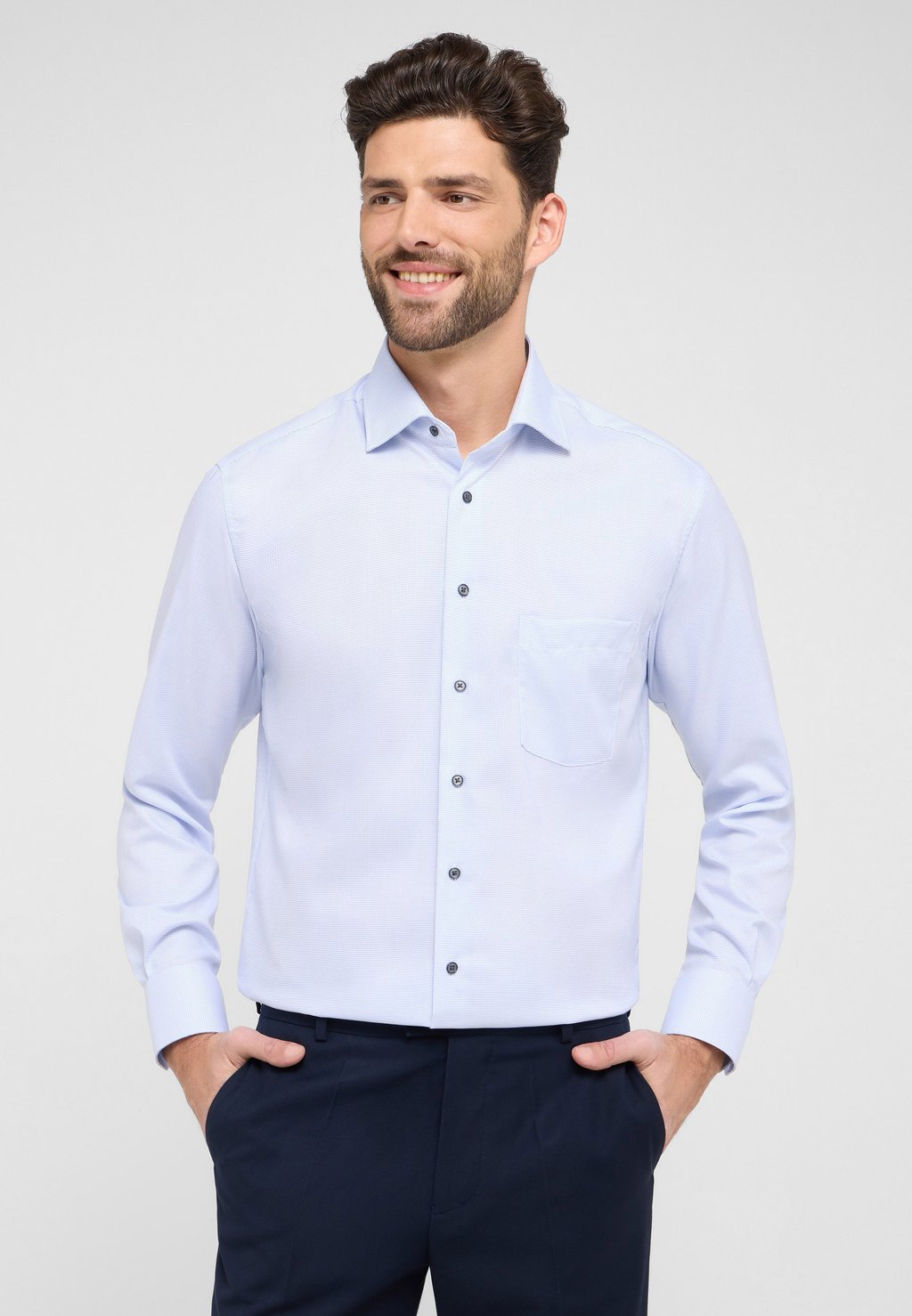 

Рубашка STRUKTURIERTES NATTÉ MODERN FIT Eterna, светло-голубой