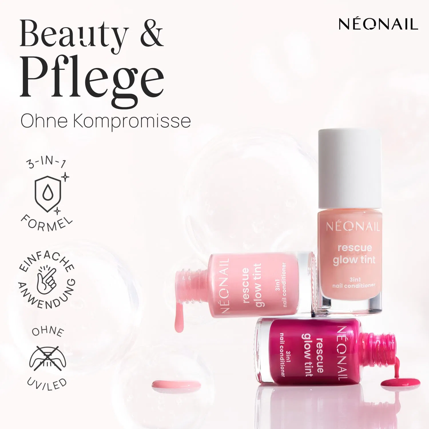 Кондиционер для ногтей NÉONAIL Rescue Glow Tint 3-в-1 Néonail, Peachy Peach — фото 3