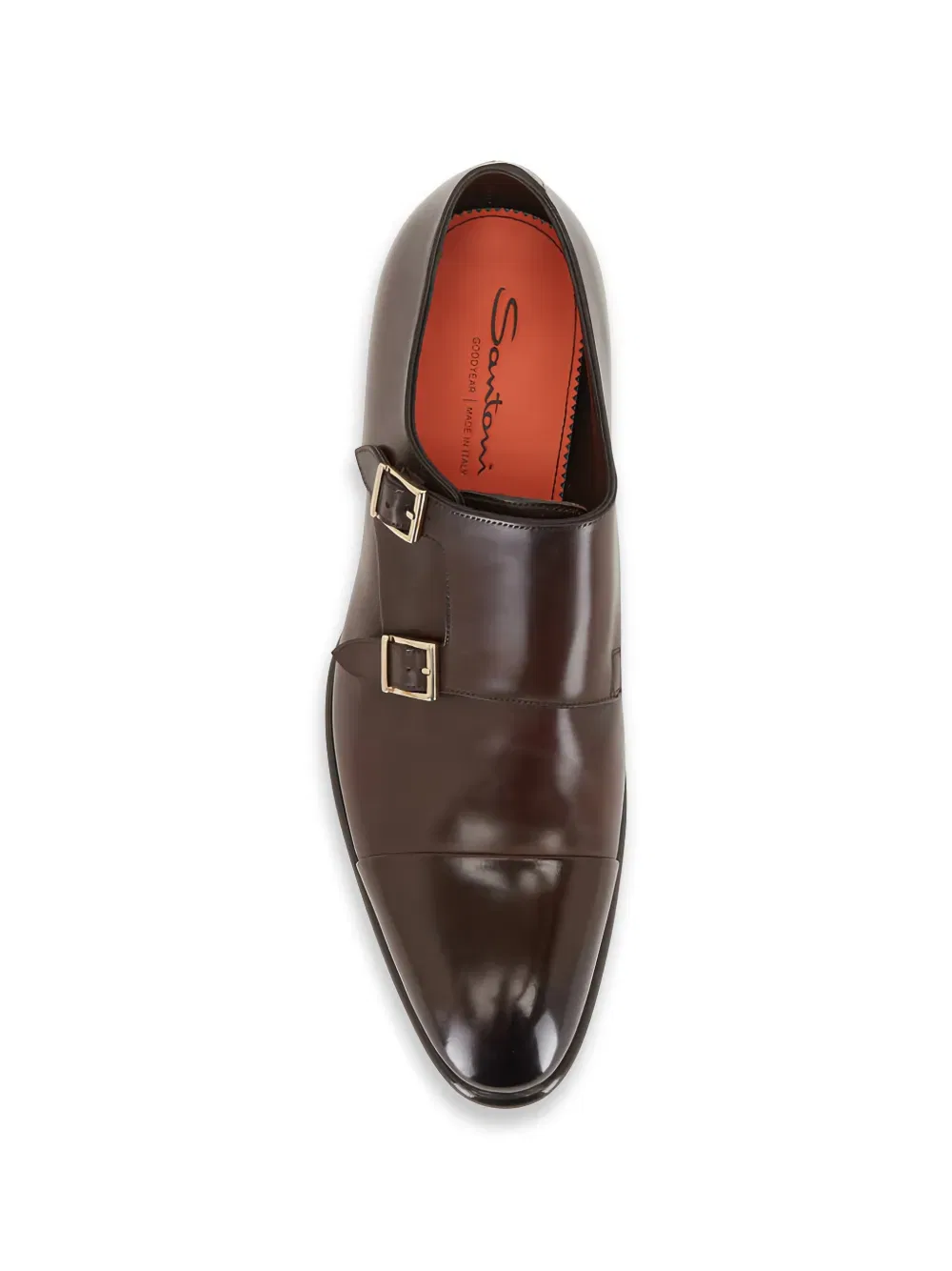 Туфли-монки с двойной пряжкой Santoni, коричневый — фото 3