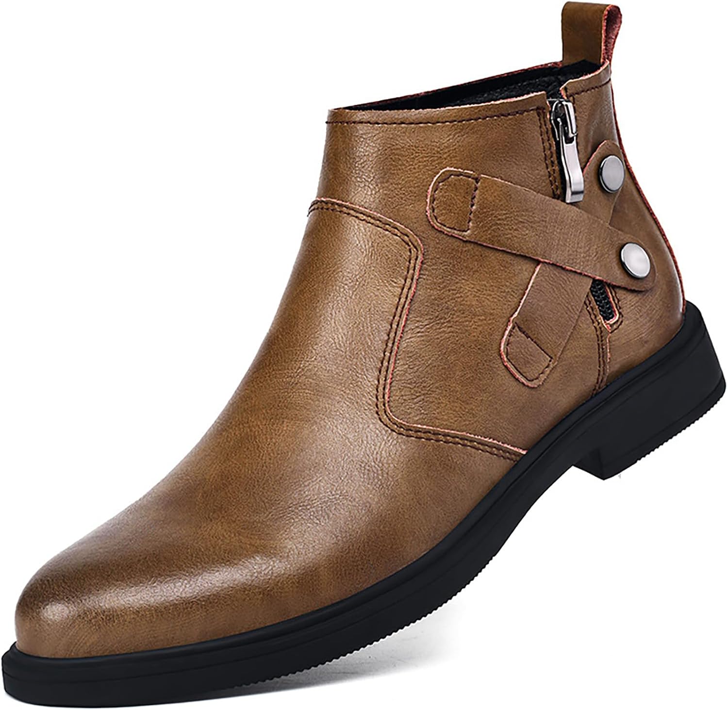 

Мужские ботинки-челси из натуральной кожи с ремешком и пряжкой, осенне-зимняя мода, боковая молния, удобная подкладка из меха, деловые оксфорды, повседневные ботинки-чакка Siyake, коричневый