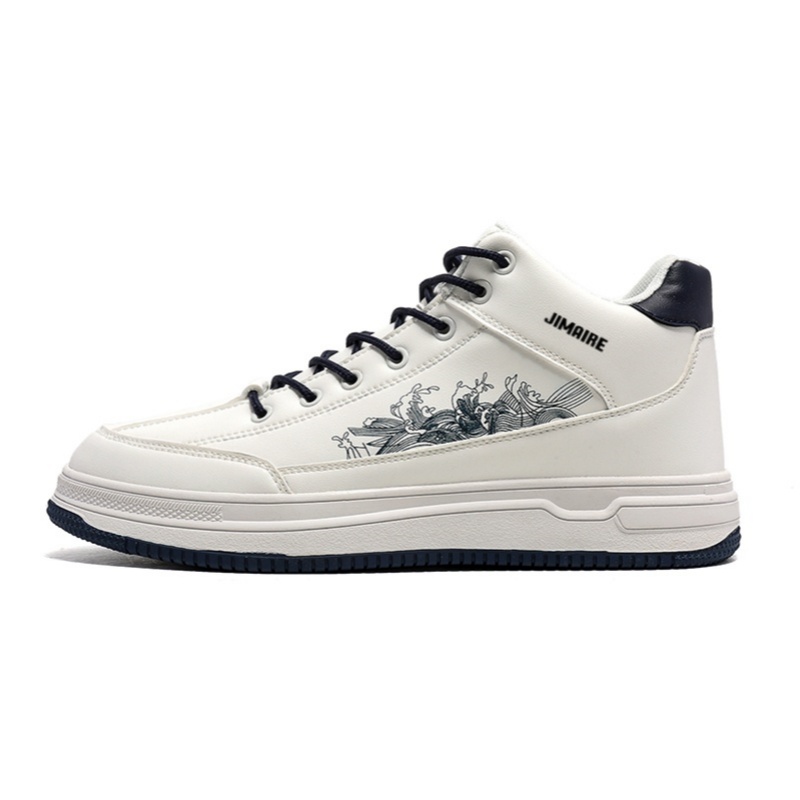 

King Jinmai Мужские мидтоп скейтборд кроссовки бело-синие, цвет White Blue