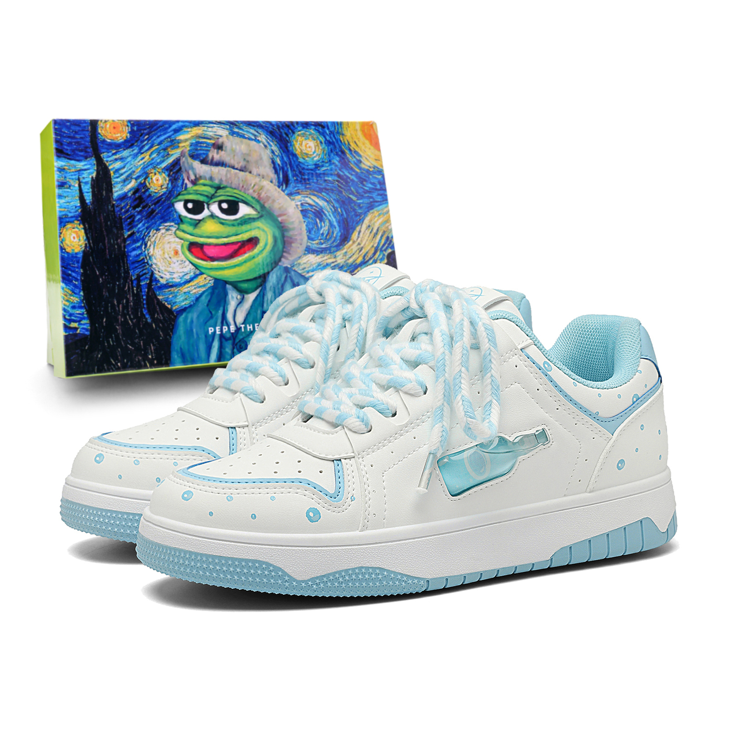 

Pepe The Frog Низкие скейтерские кеды мужские Jasmine молочно-голубые, цвет Jasmine Milk Blue