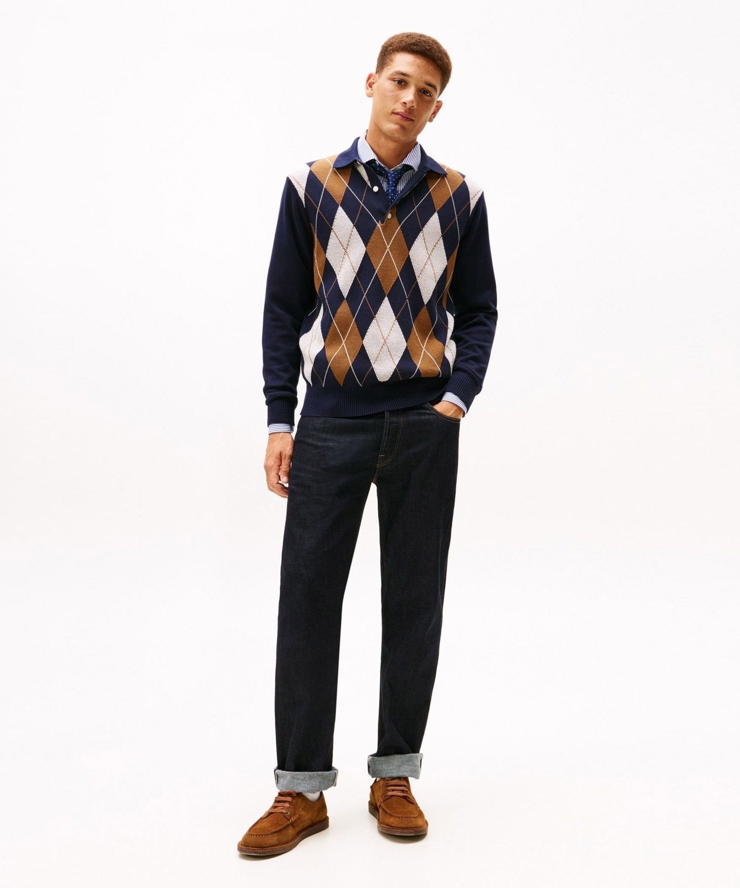 Регбийный свитер «Аргайл» TOMMY HILFIGER, Navy DW5 — фото 3