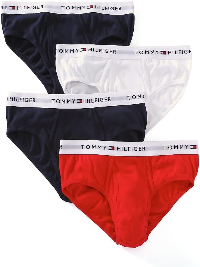 

Мужские классические трусы-брифы Tommy Hilfiger из хлопка, 4 шт., 2 Dark Blue, 1 Red, 1 White