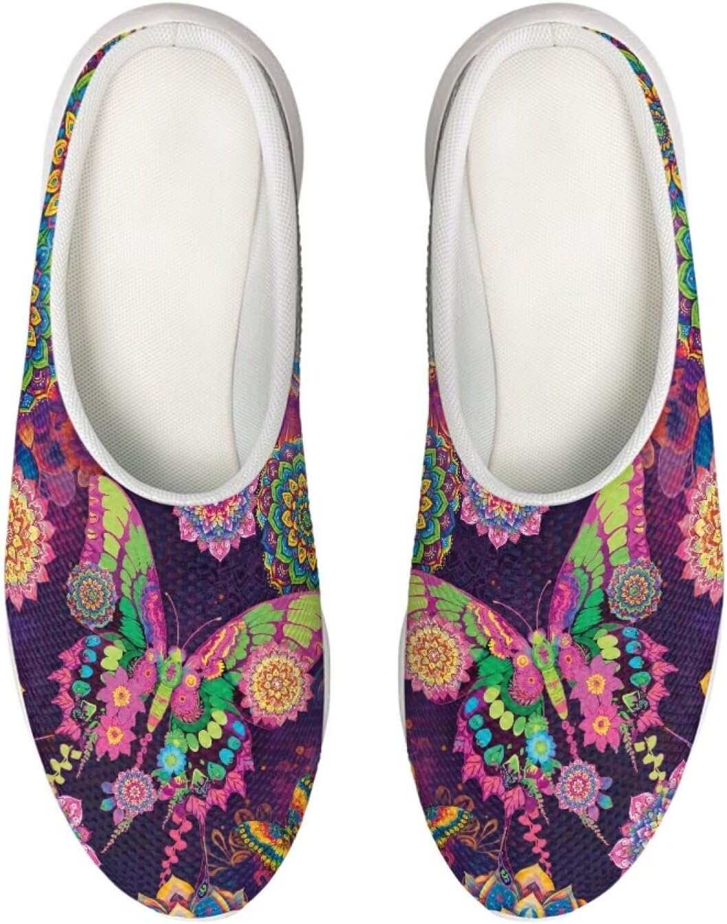 

Женские сабо-клоги Forchrinse Blue Palm Tree с сеткой, легкие для ходьбы, с мягкой поддержкой свода стопы, для работы, ухода за больными, Butterfly Boho Mandala Floral