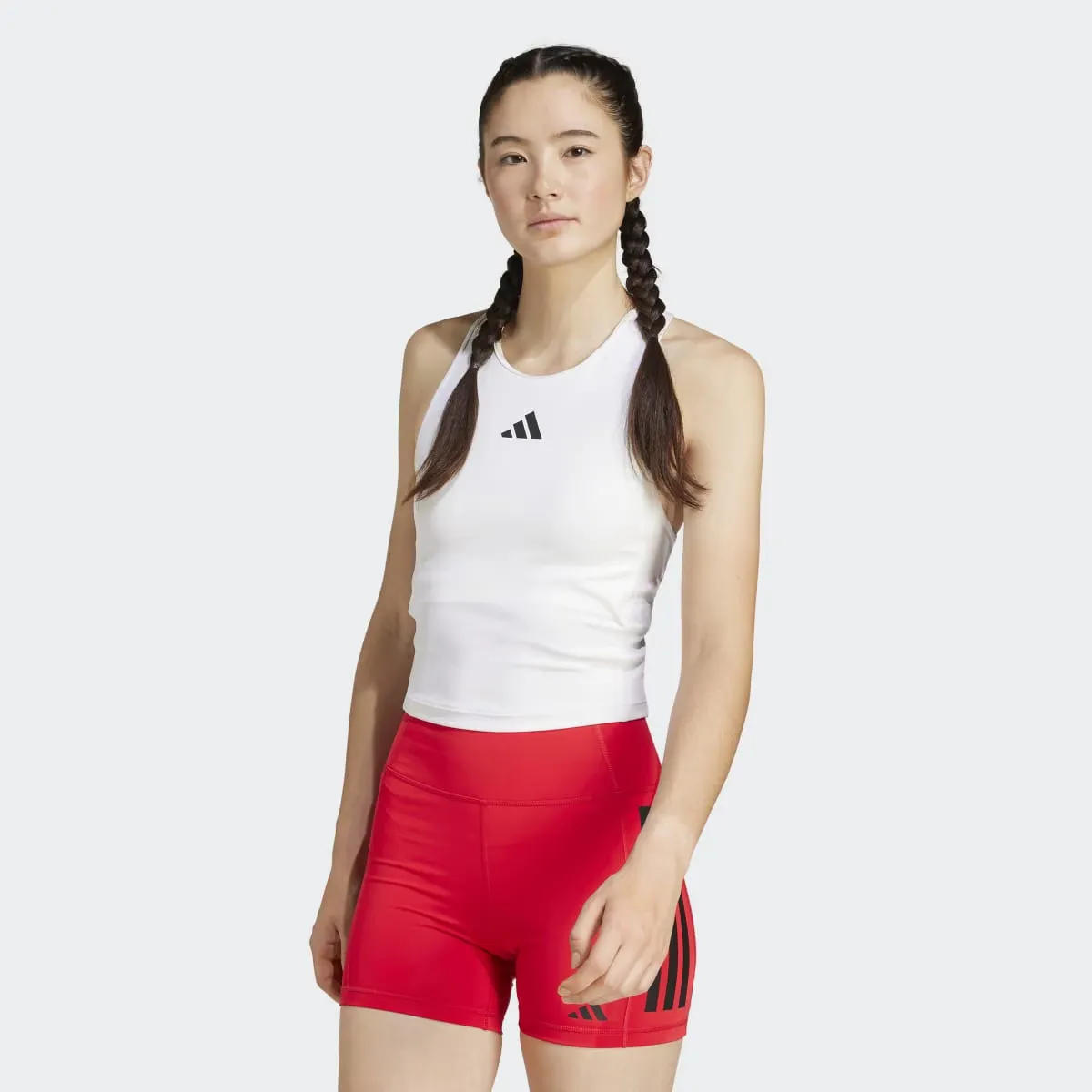 

Power Racerback спортивный бюстгальтер в 3 полоски Adidas, белый