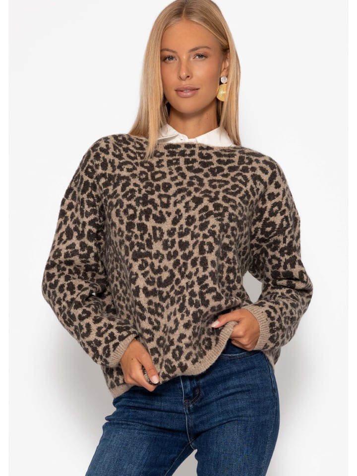 

SASSYCLASSY Бежевый свитер с леопардовым принтом