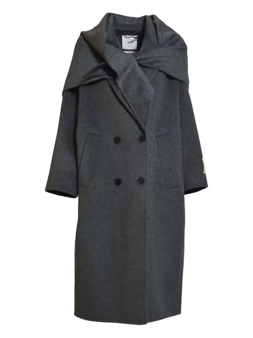 

Двубортное пальто с воротником-шалькой Solotre, серый