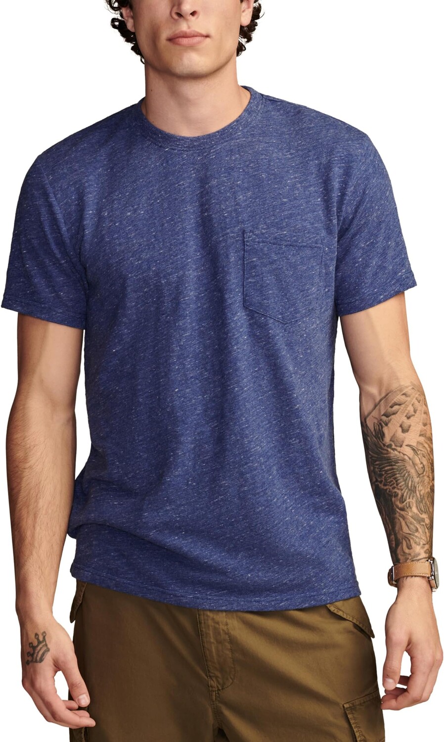 

Футболка Lucky Brand Linen Short Sleeve Pocket Crew Neck Tee, цвет Blue Depths