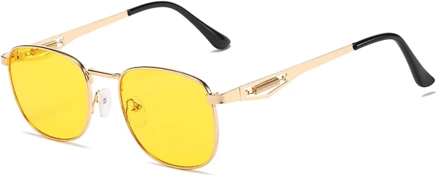 

Металлические солнцезащитные очки для женщин в стиле ретро с прозрачным градиентом и защитой от УФ-излучения UV400, для мужчин в стиле панк HHZZYVY, Golden Yellow