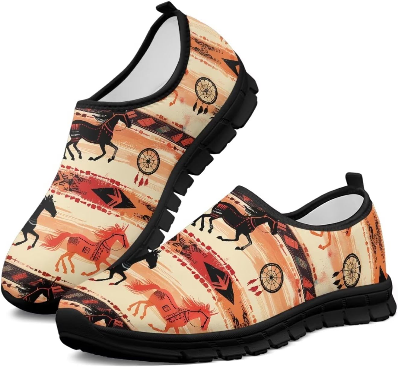 

Мужские слипоны Howilath Western Tribal Aztec, повседневная обувь, кроссовки для бега, дышащие, без застежек, Ethnic Horse Dream Catcher