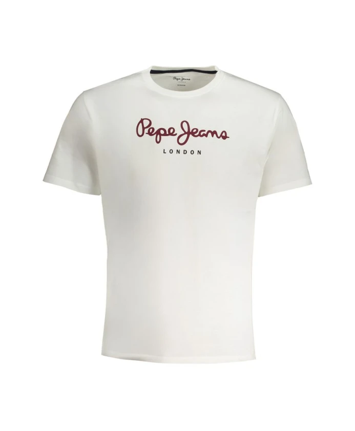 

Белая хлопковая футболка с напечатанным логотипом. Pepe Jeans, белый