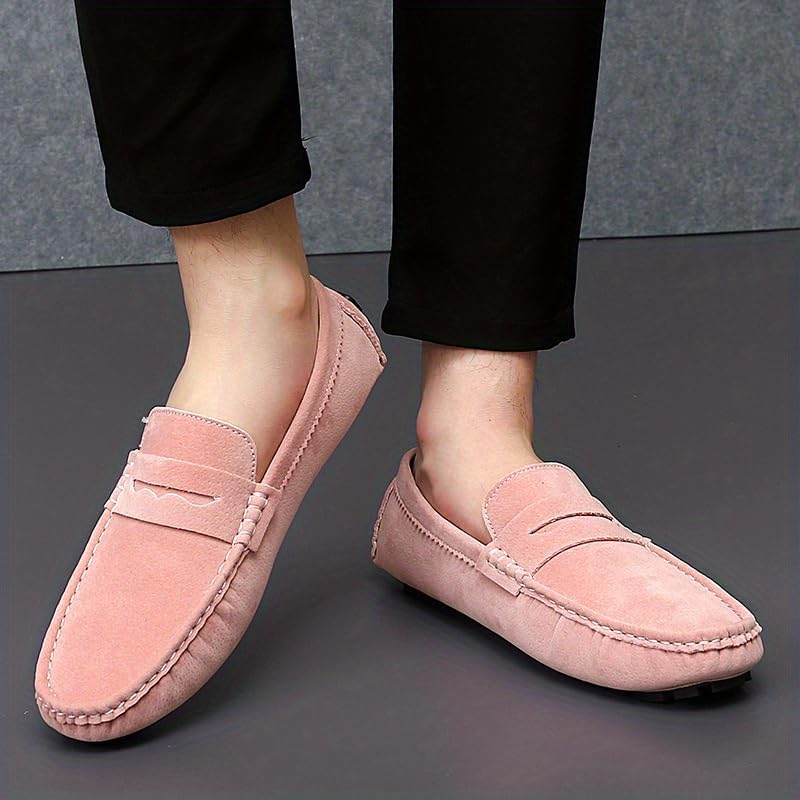 Мужские мокасины Penny Loafer, водительские туфли, удобные нескользящие слипоны, мужская обувь на все сезоны Hhhchpm, розовый — фото 2