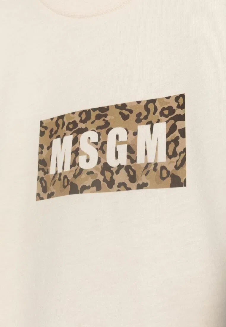 Футболка, хлопок, для детей Msgm, бежевый — фото 2