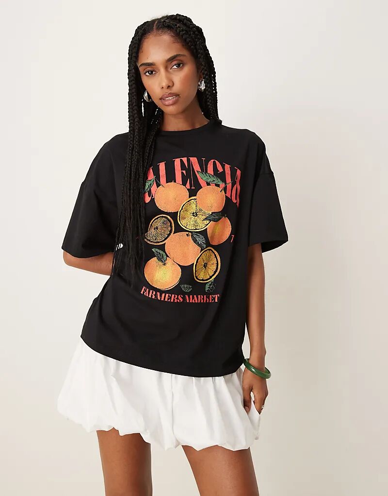 

Футболка мини-платья ASOS DESIGN с подолом-пузырьком и графическим принтом