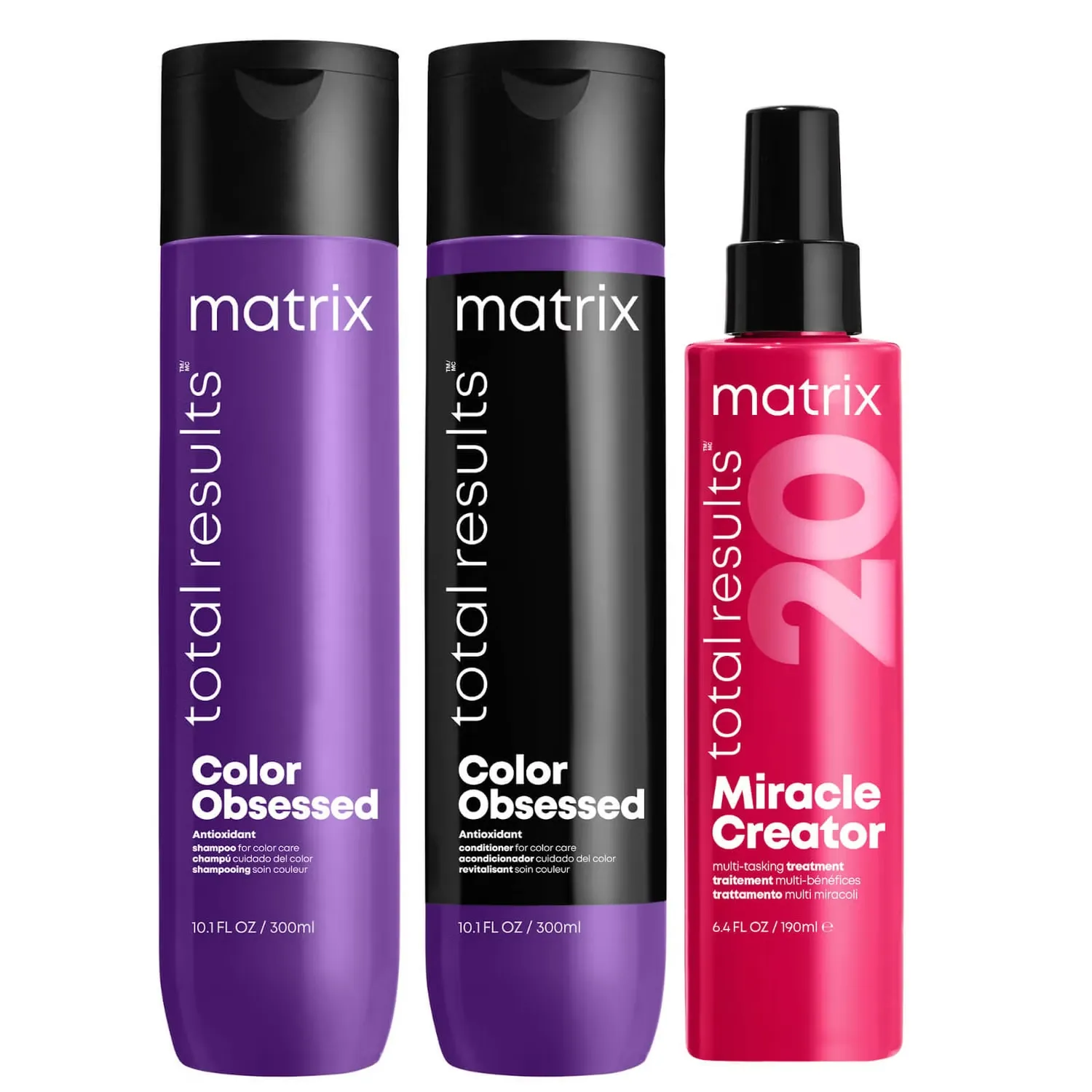 

Шампунь, кондиционер и чудотворное средство для окрашенных волос TotalResults Color Obsessed Matrix