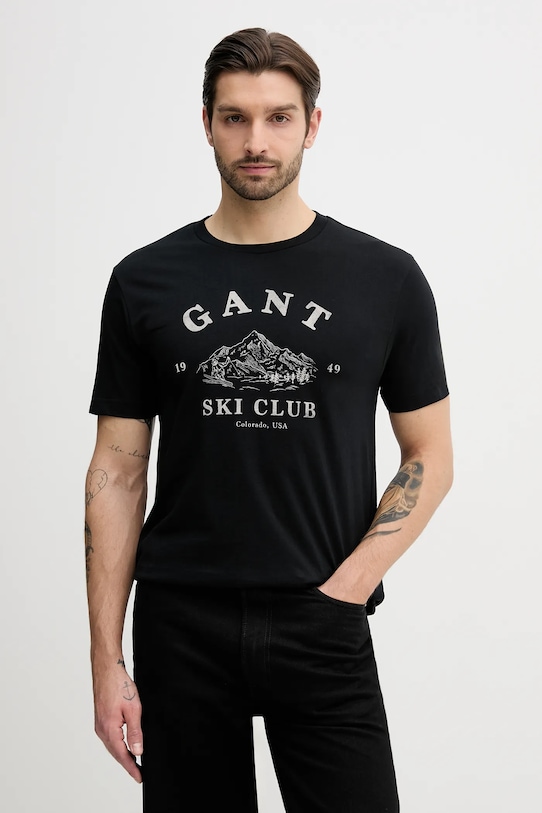 

Хлопковая футболка Gant, черный