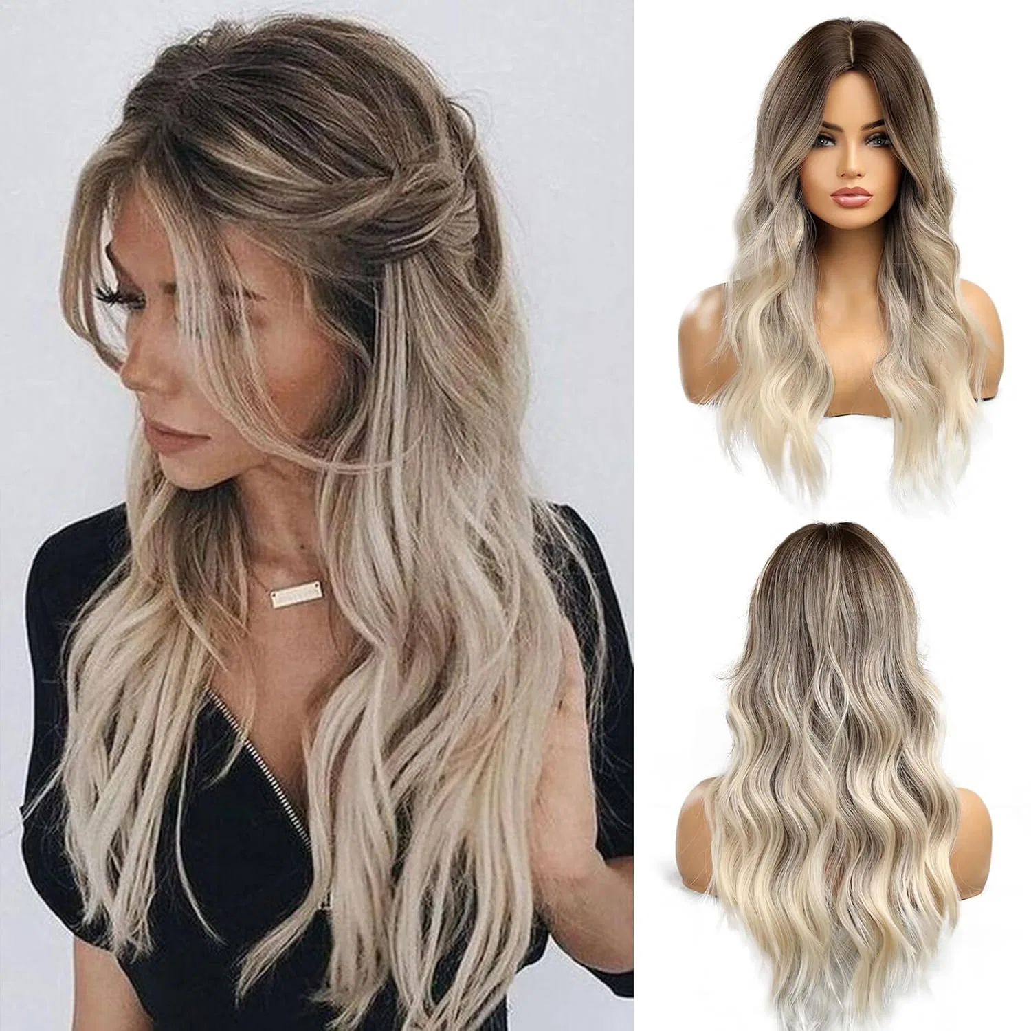 Женский длинный кудрявый парик «Ombre Brown to Blonde» от Esmee Esmee, Ombre Brown To Blonde