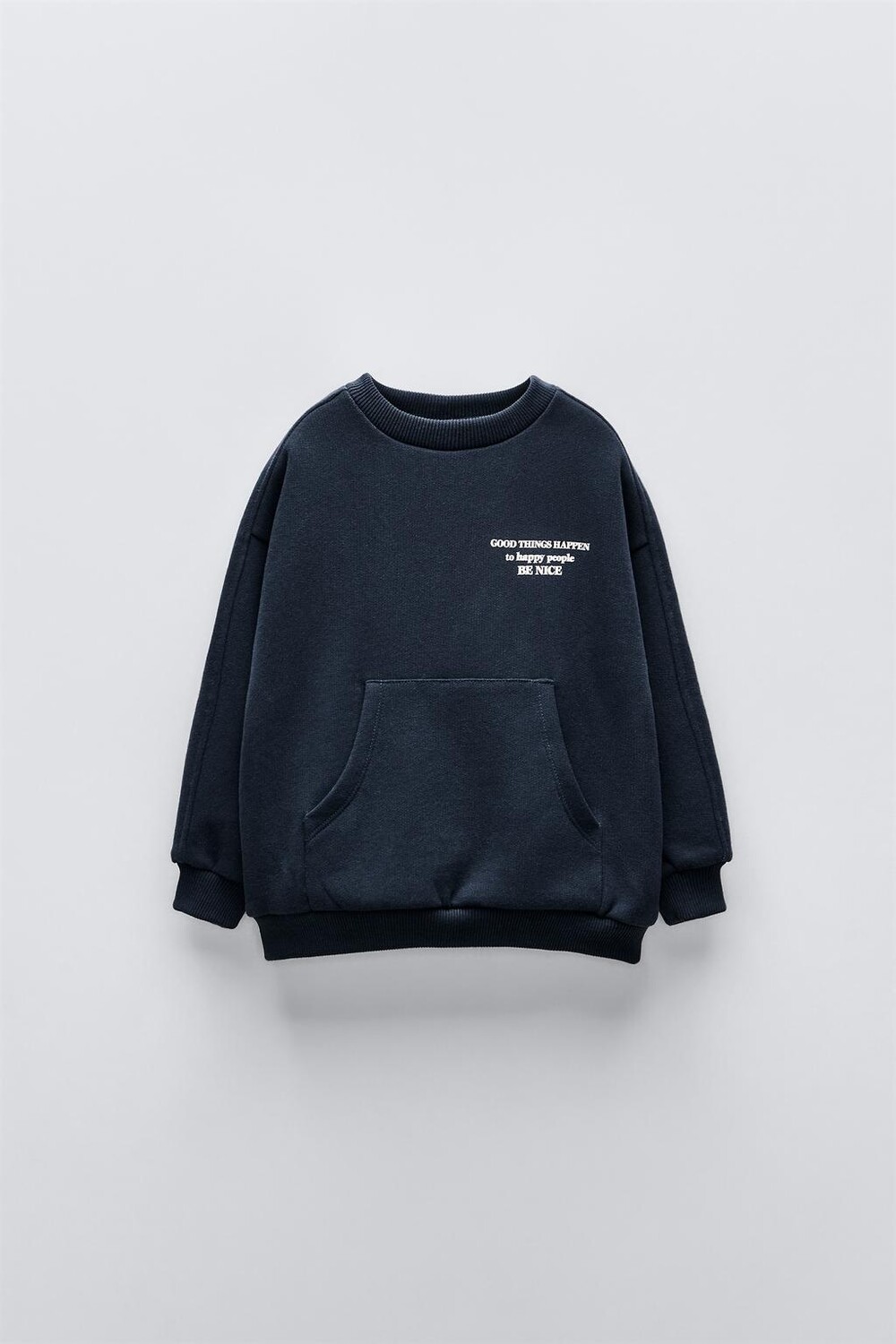 

Толстовка с капюшоном и карманом-сумочкой с принтом-лозунгом ZARA, темно-синий