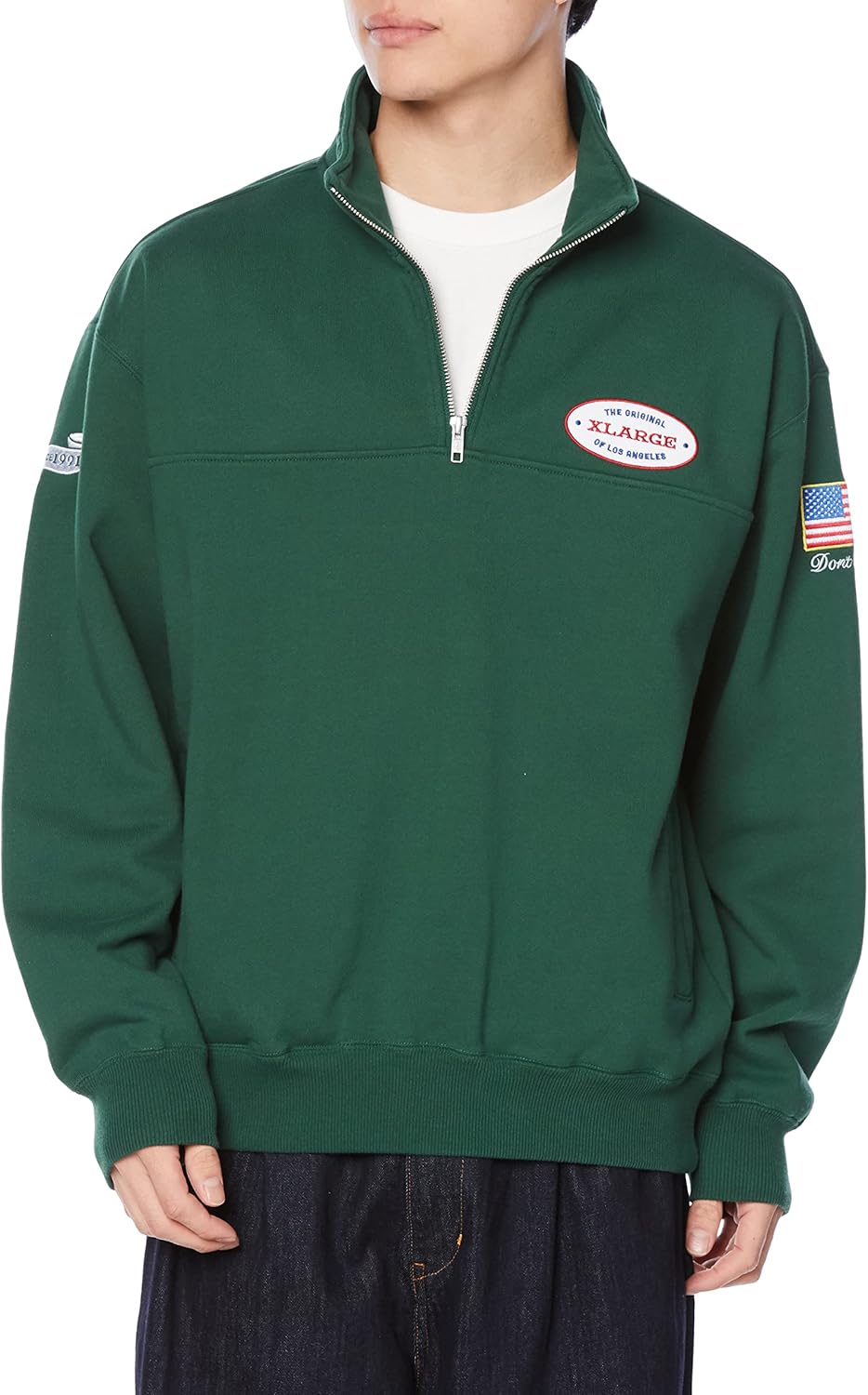 

Мужская классическая толстовка с овальным логотипом и застежкой-молнией до середины груди Xlarge, зеленый